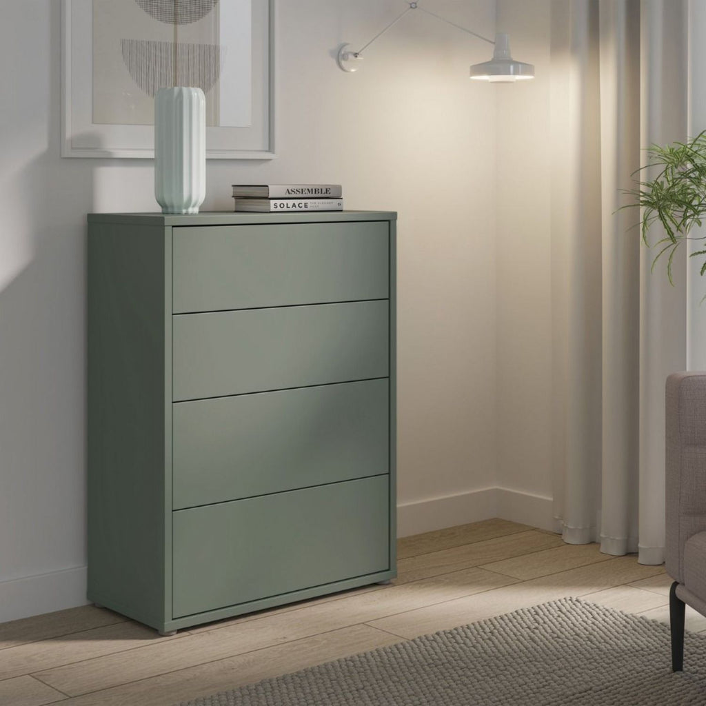 Alice Springs 4 Drawer Chest with PushtoOpen Drawers in Sage Green