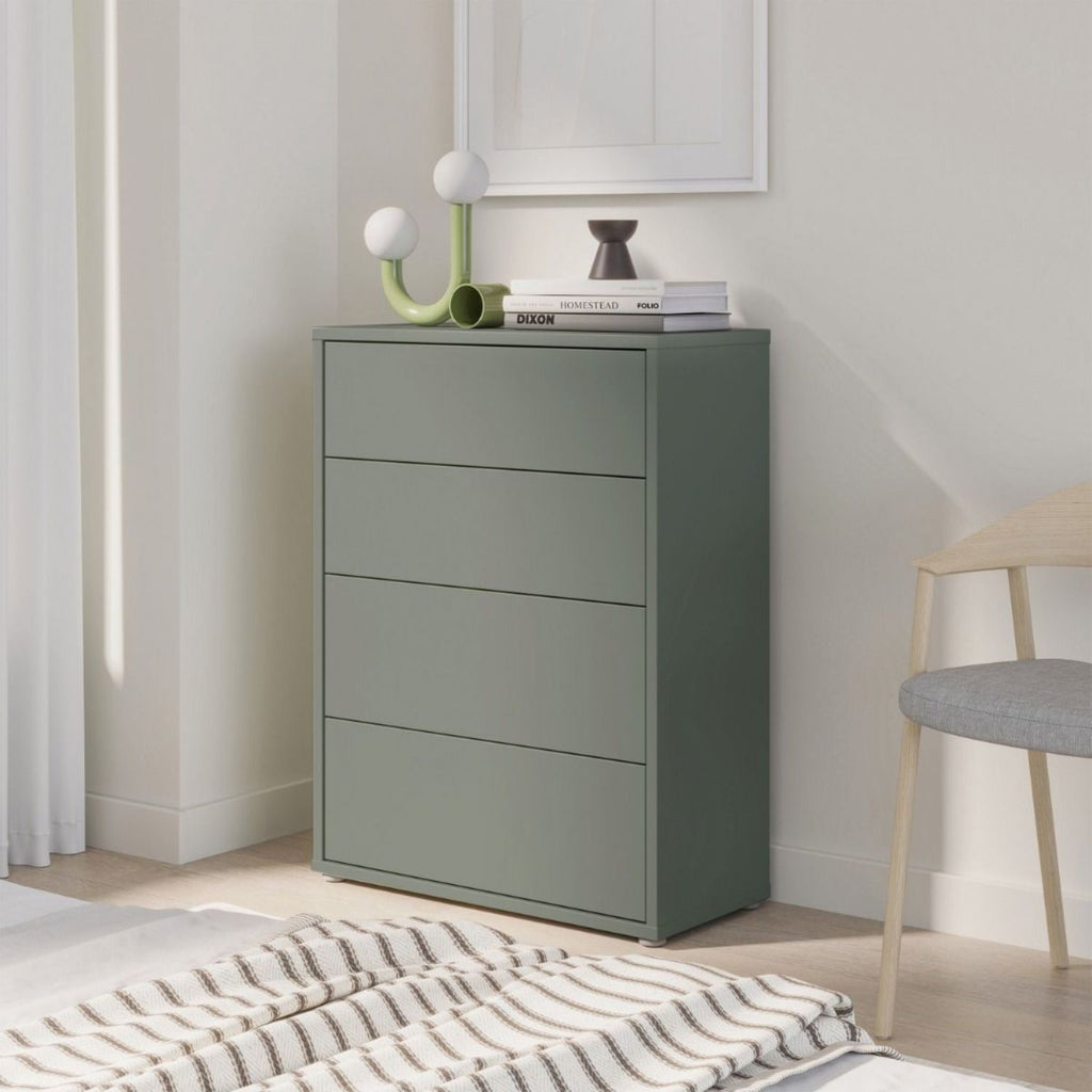 Alice Springs 4 Drawer Chest with PushtoOpen Drawers in Sage Green