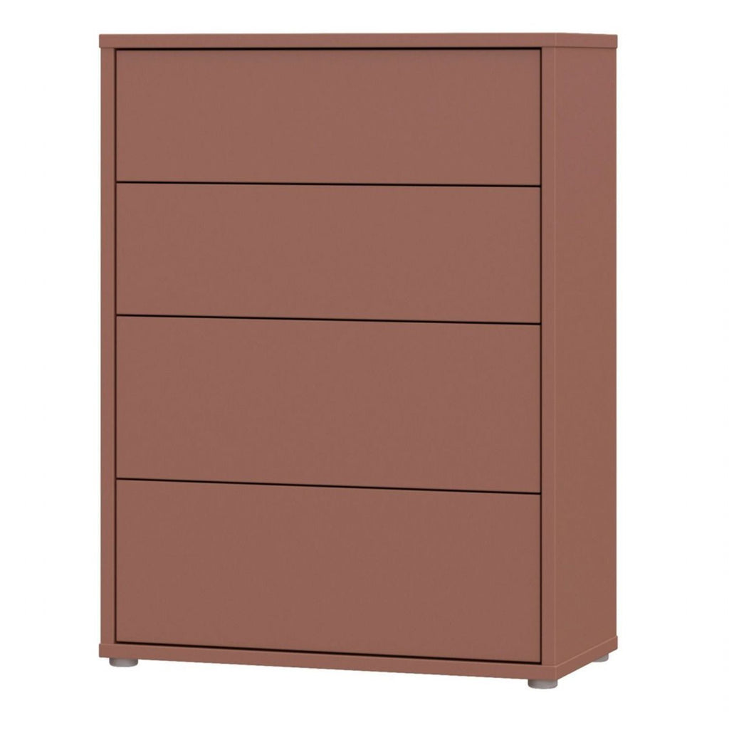 Alice Springs 4 Drawer Chest with PushtoOpen Drawers in Terracotta