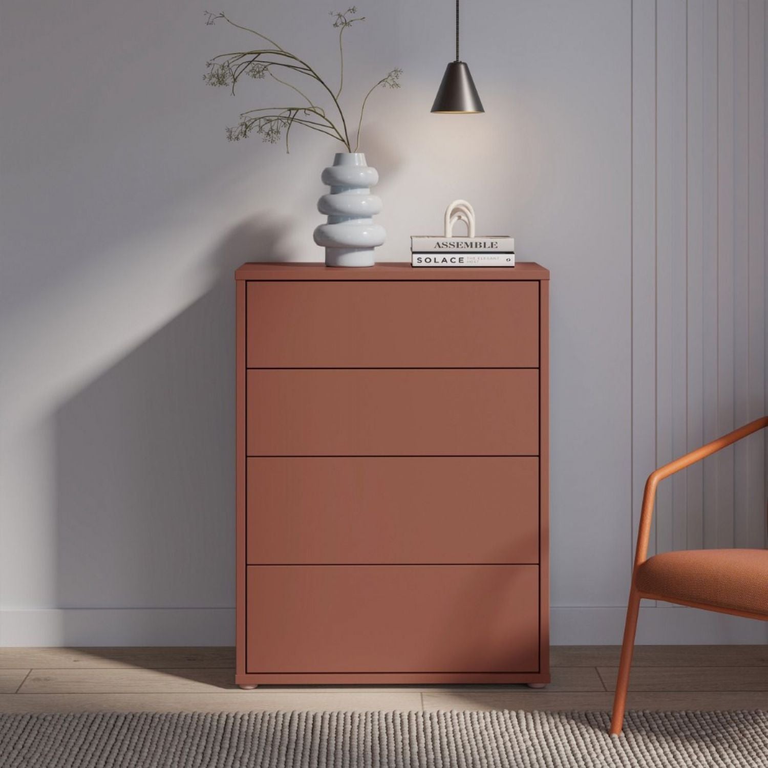Alice Springs 4 Drawer Chest with PushtoOpen Drawers in Terracotta