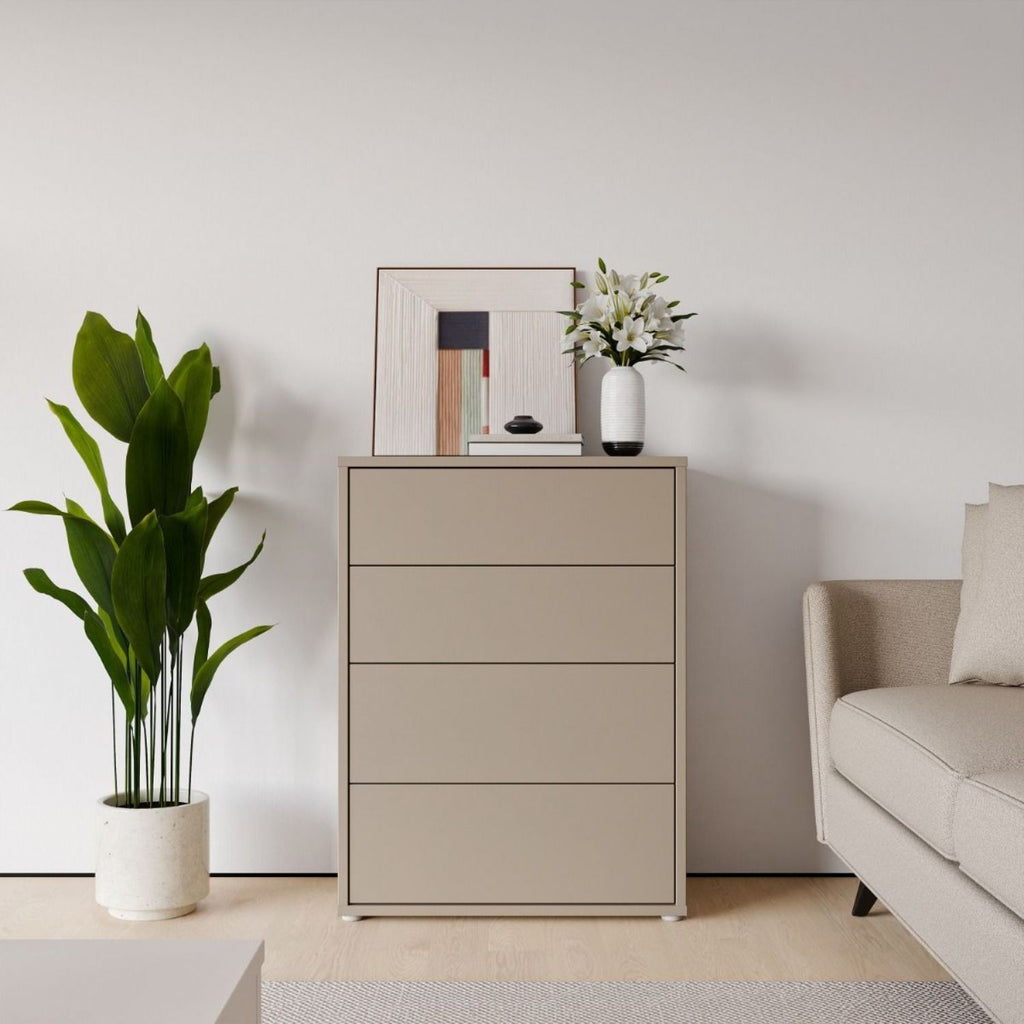 Alice Springs 4 Drawer Chest with PushtoOpen Drawers in Taupe