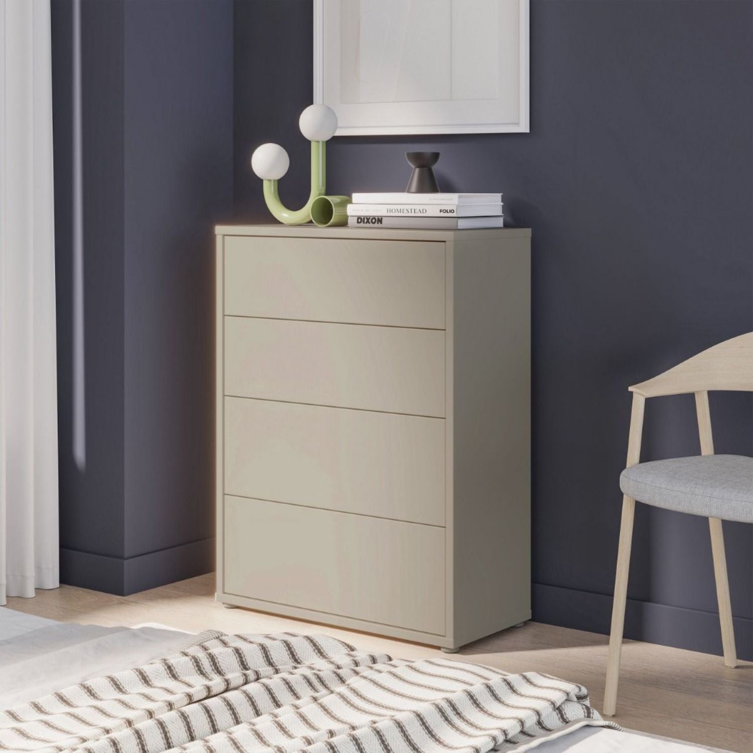 Alice Springs 4 Drawer Chest with PushtoOpen Drawers in Taupe