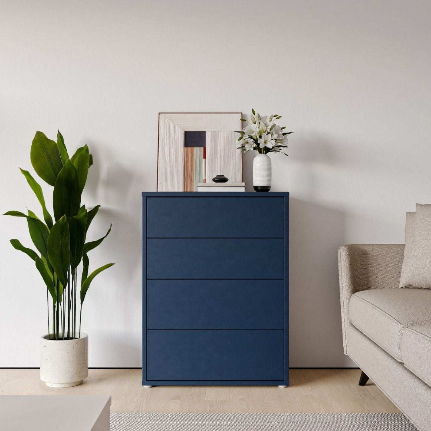 Alice Springs 4 Drawer Chest with PushtoOpen Drawers in Night Blue
