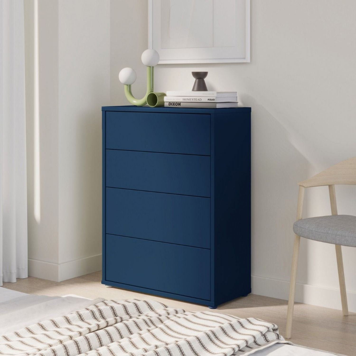 Alice Springs 4 Drawer Chest with PushtoOpen Drawers in Night Blue