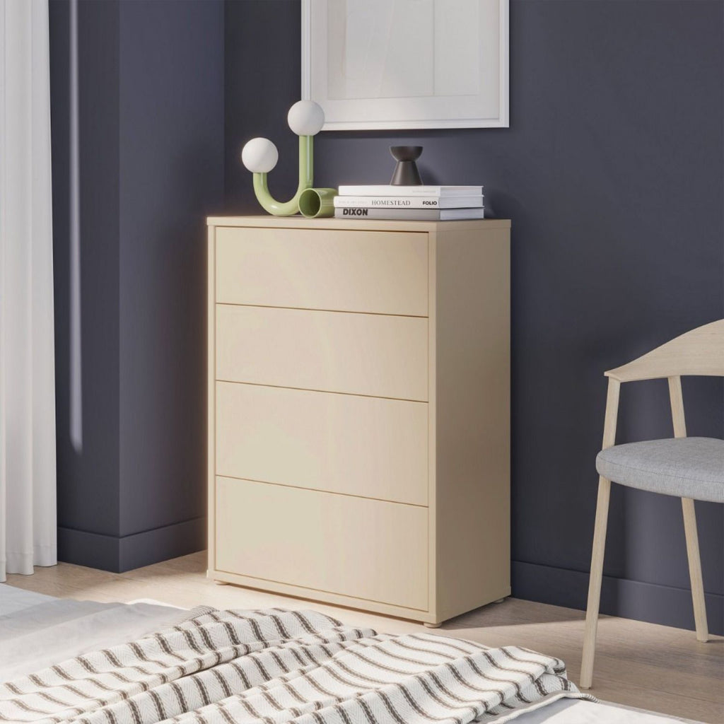 Alice Springs 4 Drawer Chest with PushtoOpen Drawers in Butter Yellow