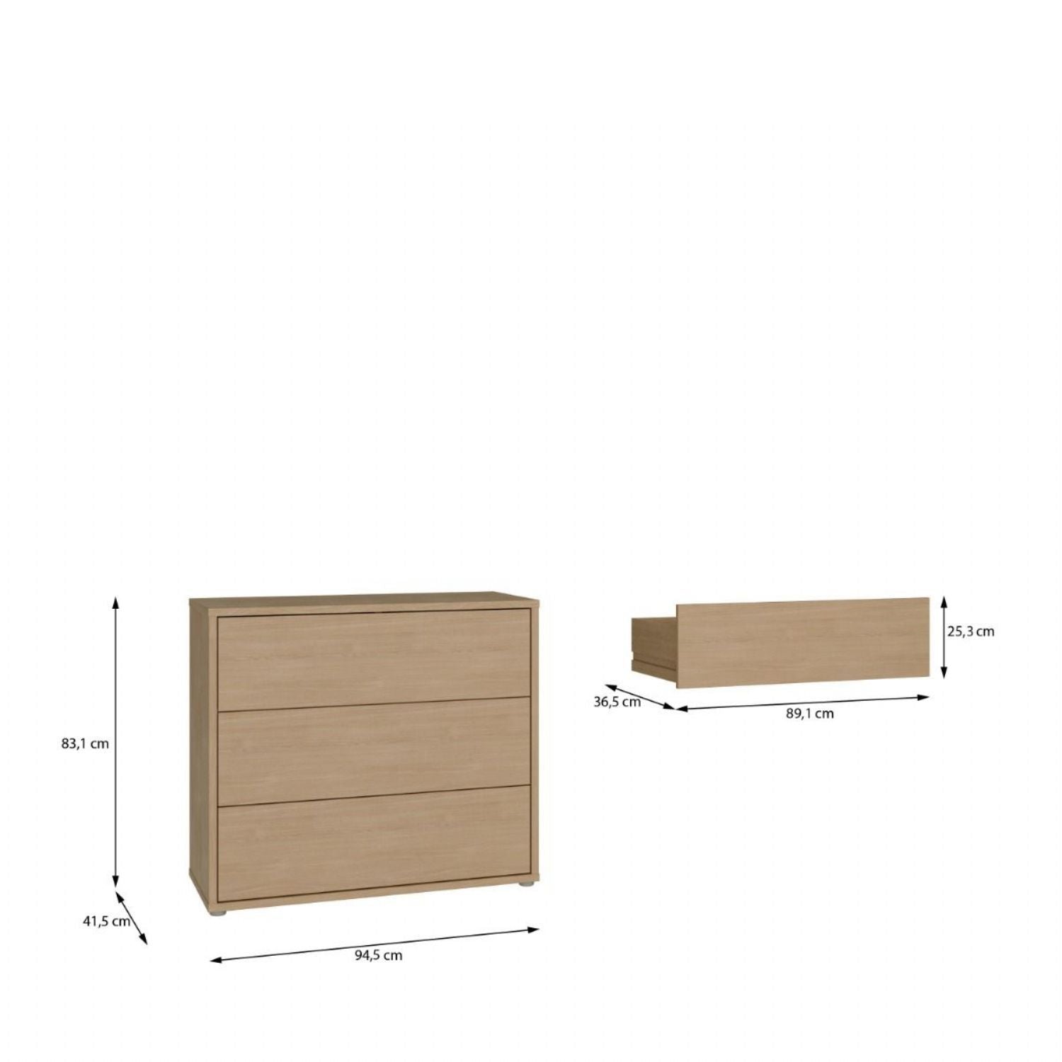 Alice Springs 3 Drawer Chest with PushtoOpen Drawers in Elegancia Oak