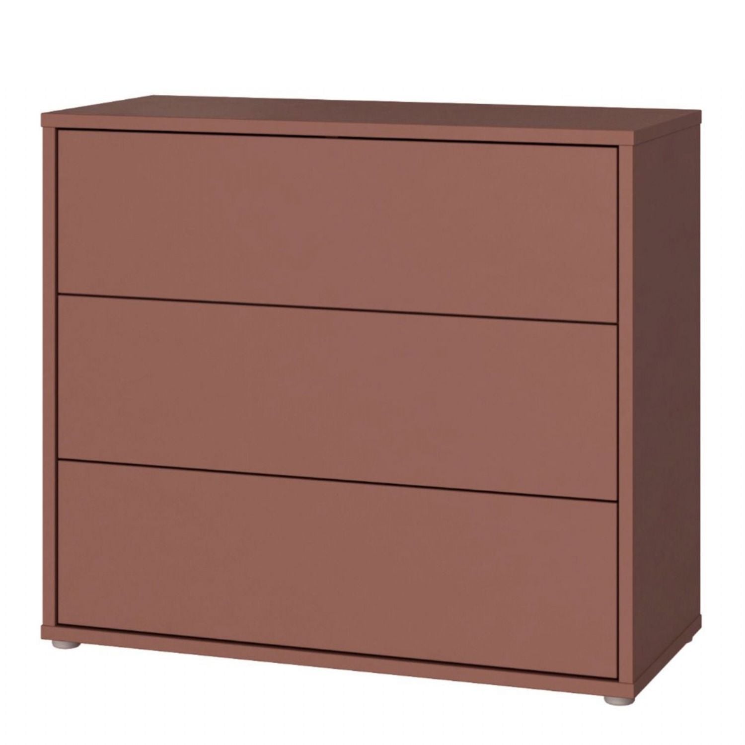Alice Springs 3 Drawer Chest with PushtoOpen Drawers in Terracotta