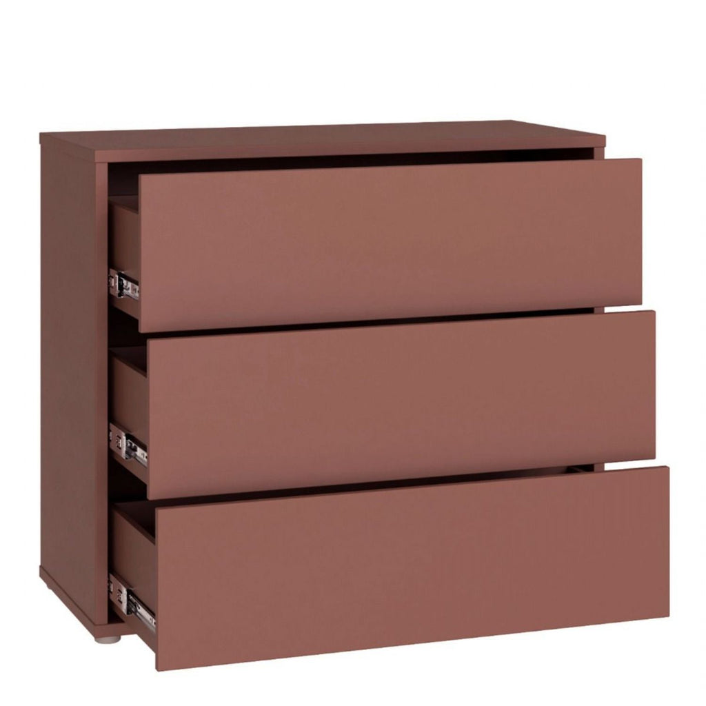 Alice Springs 3 Drawer Chest with PushtoOpen Drawers in Terracotta