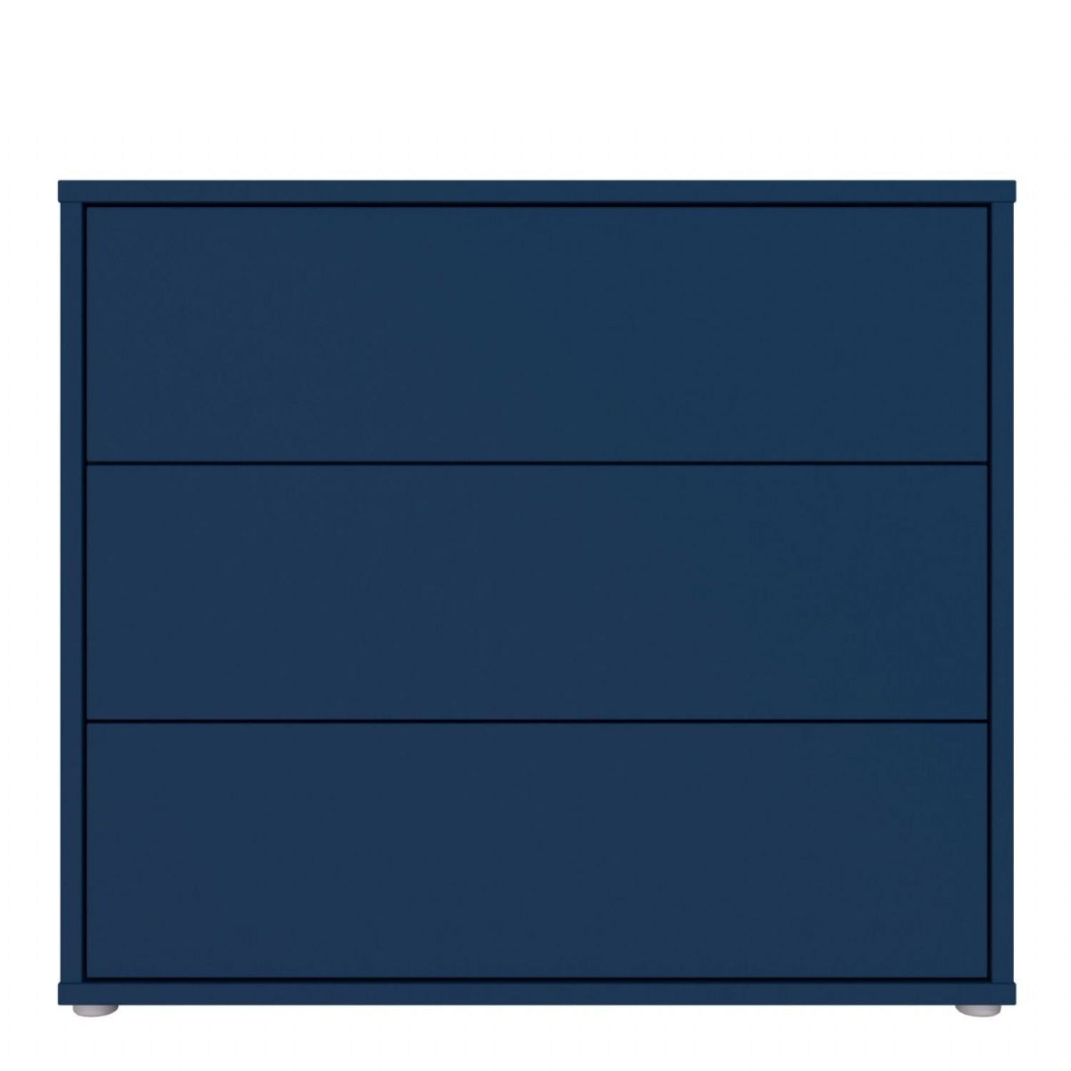 Alice Springs 3 Drawer Chest with PushtoOpen Drawers in Night Blue and White