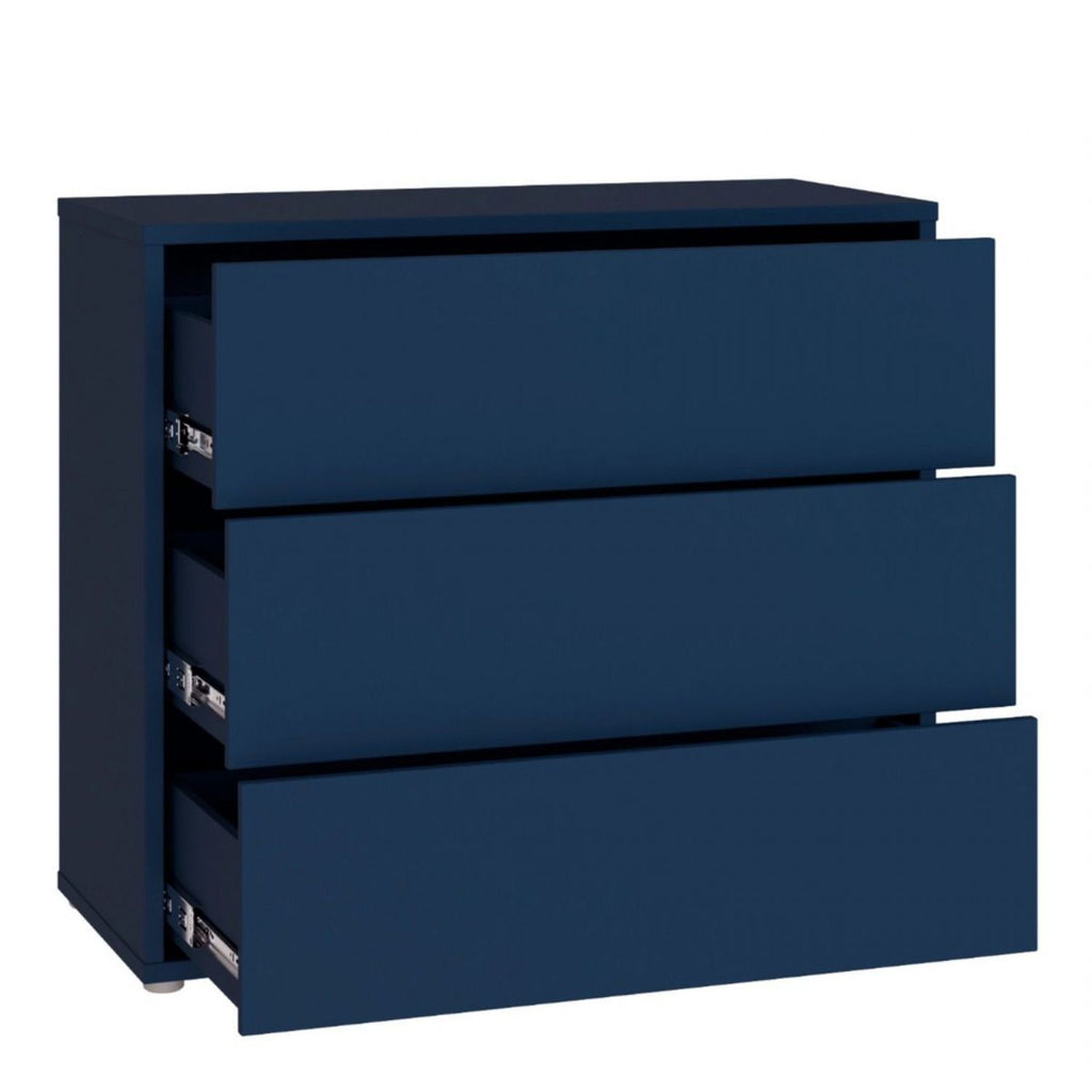 Alice Springs 3 Drawer Chest with PushtoOpen Drawers in Night Blue and White