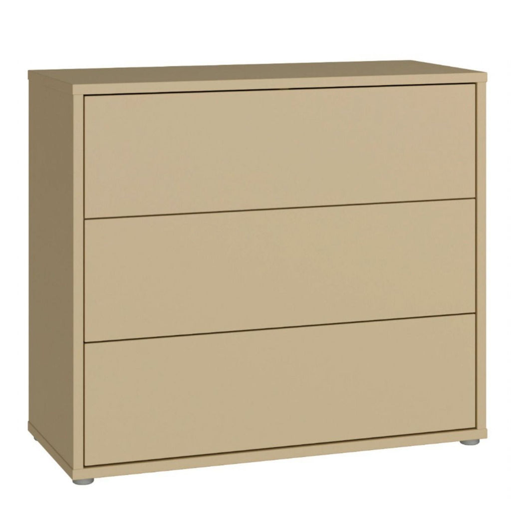 Alice Springs 3 Drawer Chest with PushtoOpen Drawers in Butter Yellow
