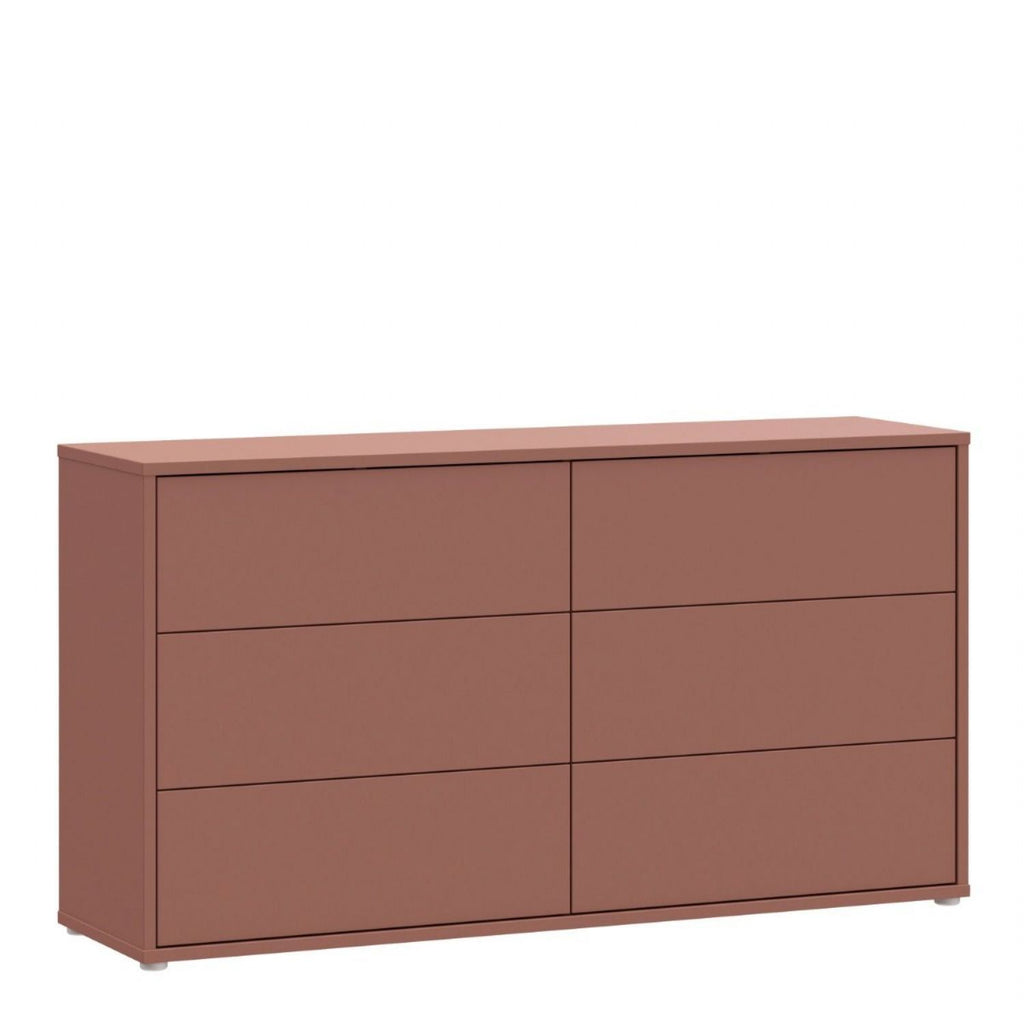 Alice Springs 6 Drawer Wide Chest with PushtoOpen Drawers in Terracotta