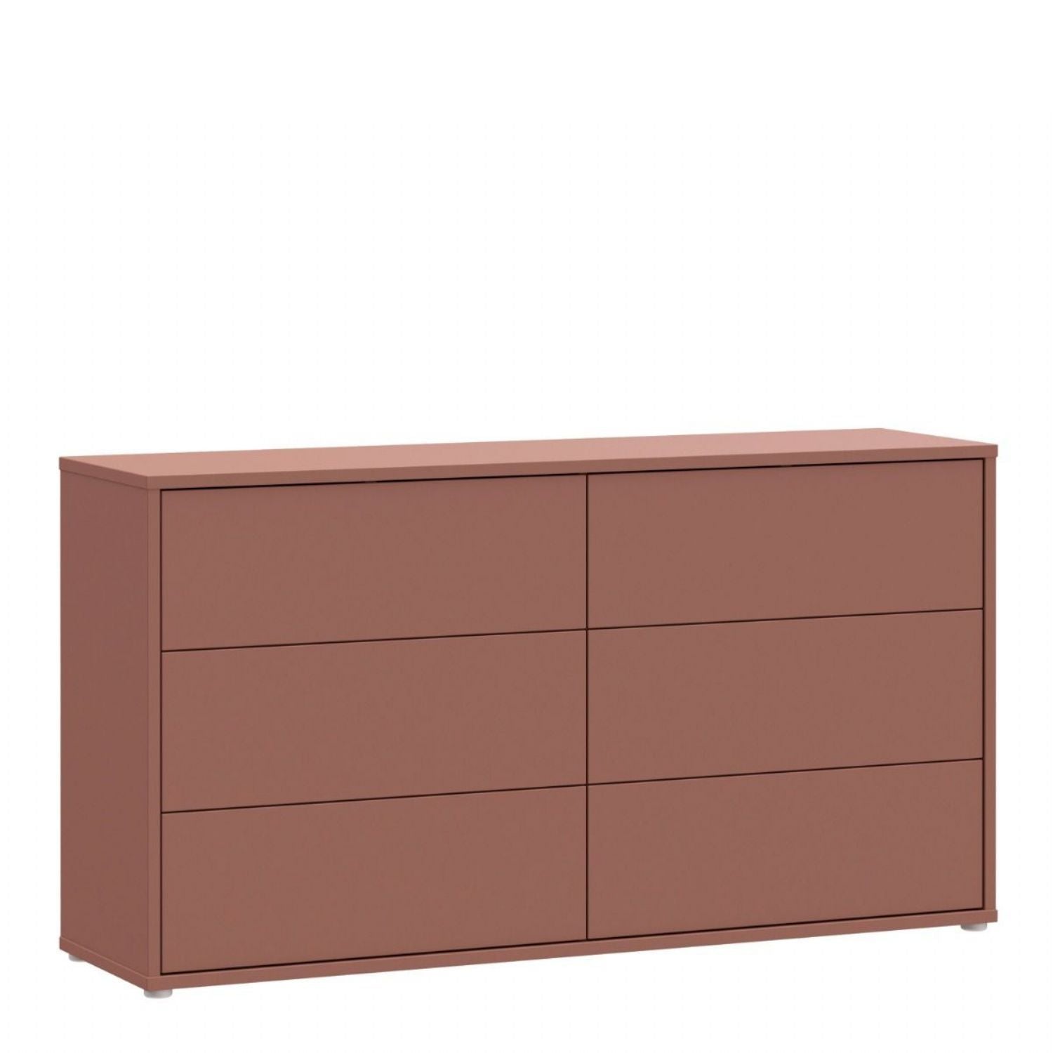 Alice Springs 6 Drawer Wide Chest with PushtoOpen Drawers in Terracotta