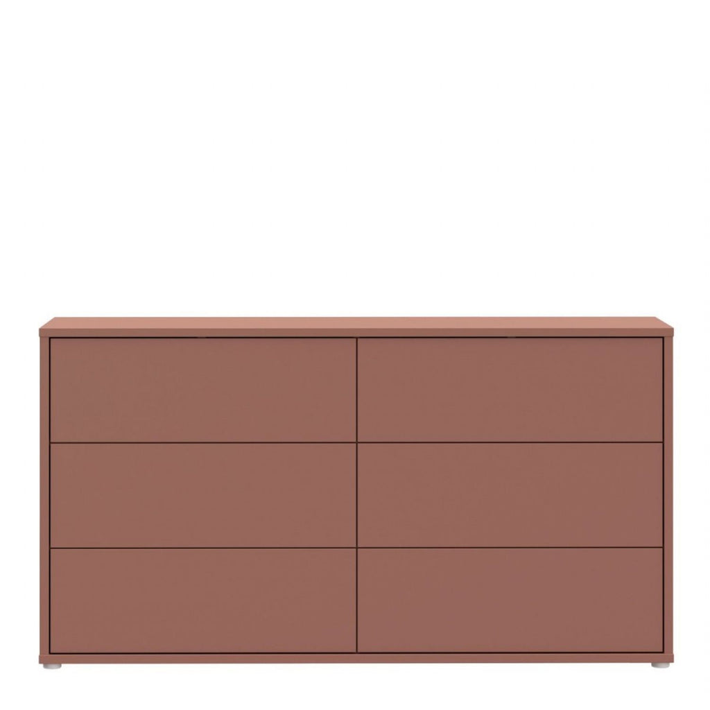 Alice Springs 6 Drawer Wide Chest with PushtoOpen Drawers in Terracotta