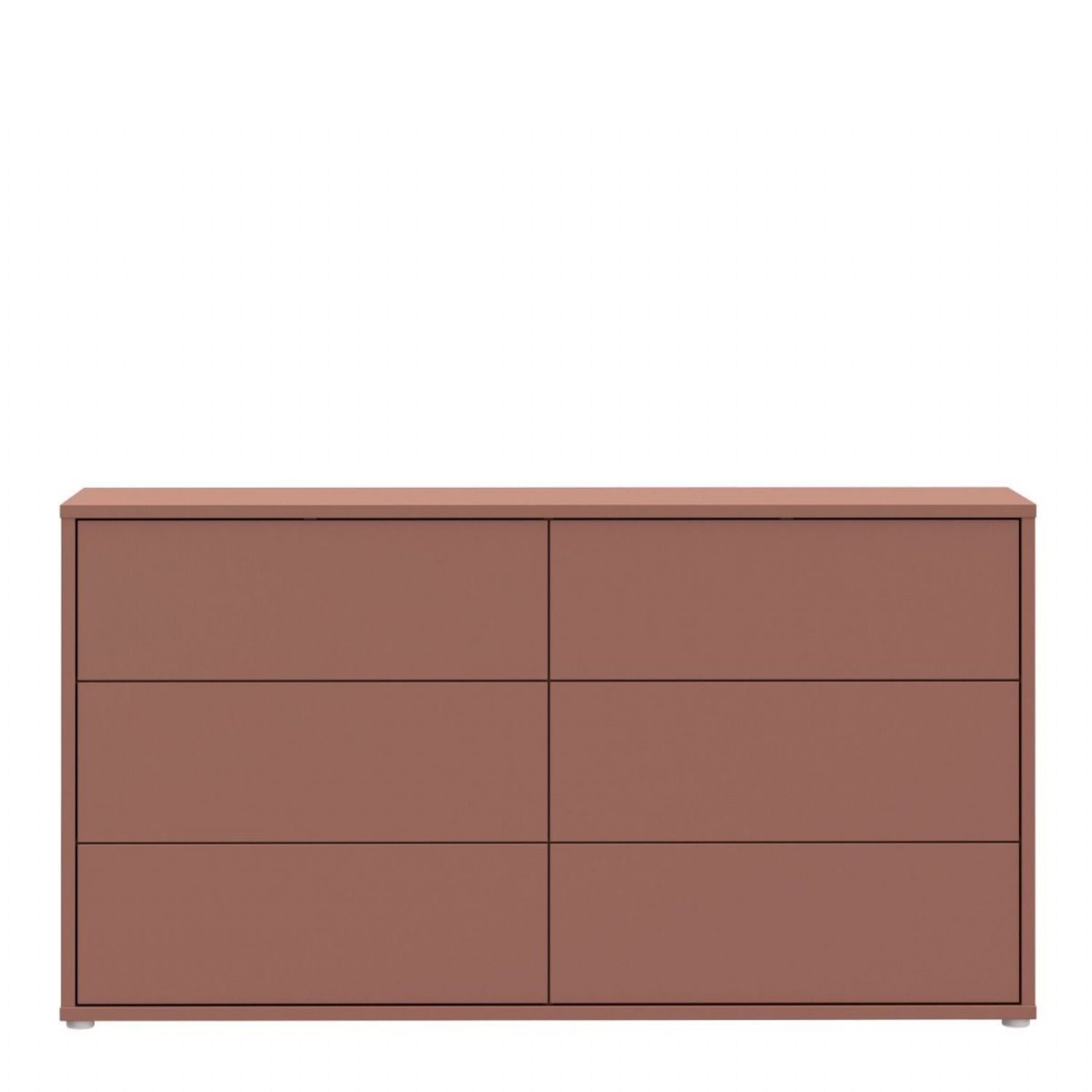 Alice Springs 6 Drawer Wide Chest with PushtoOpen Drawers in Terracotta