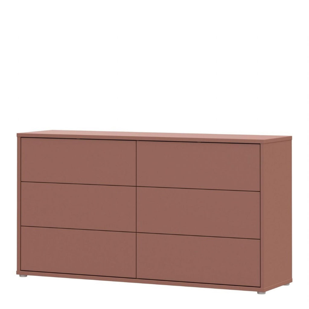 Alice Springs 6 Drawer Wide Chest with PushtoOpen Drawers in Terracotta
