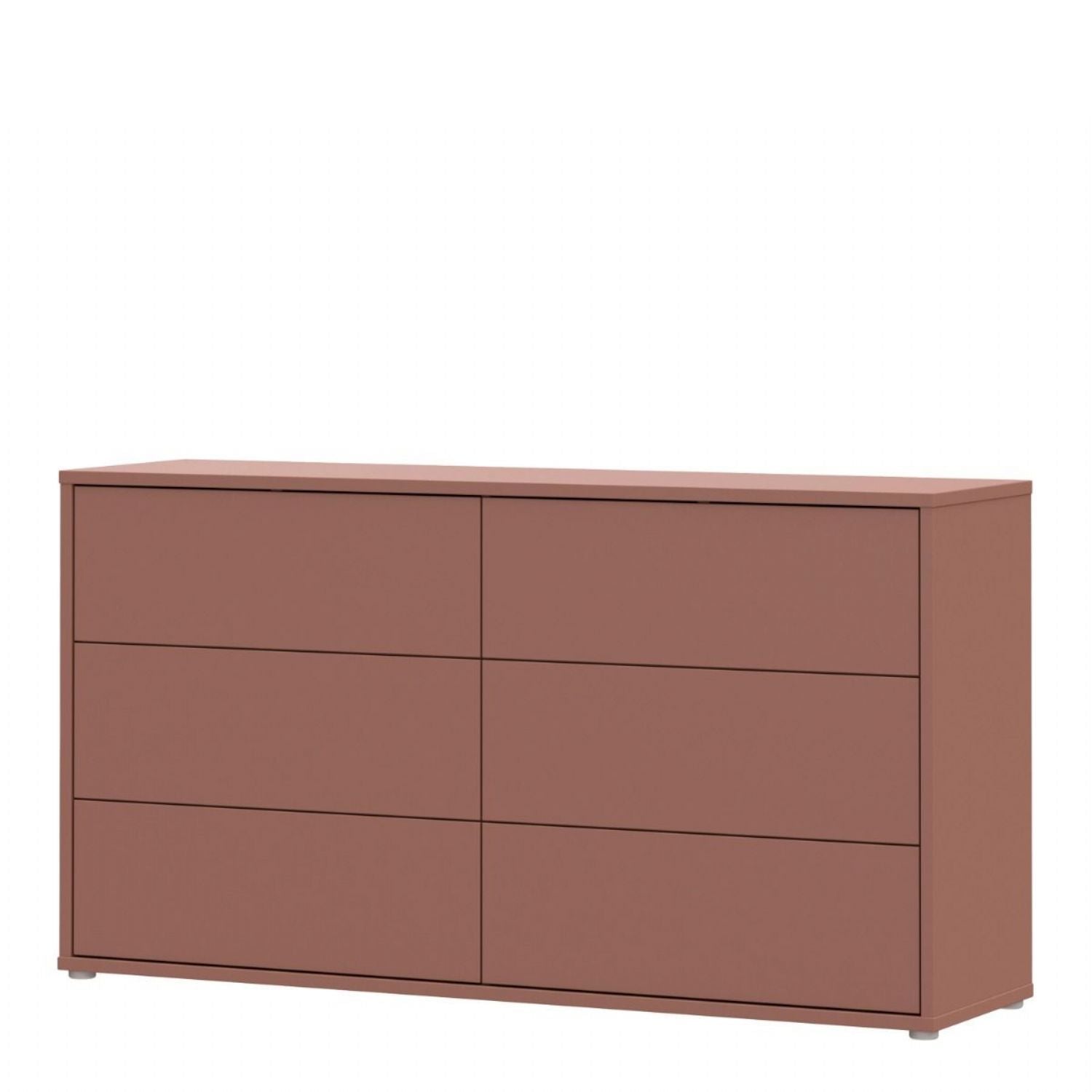 Alice Springs 6 Drawer Wide Chest with PushtoOpen Drawers in Terracotta