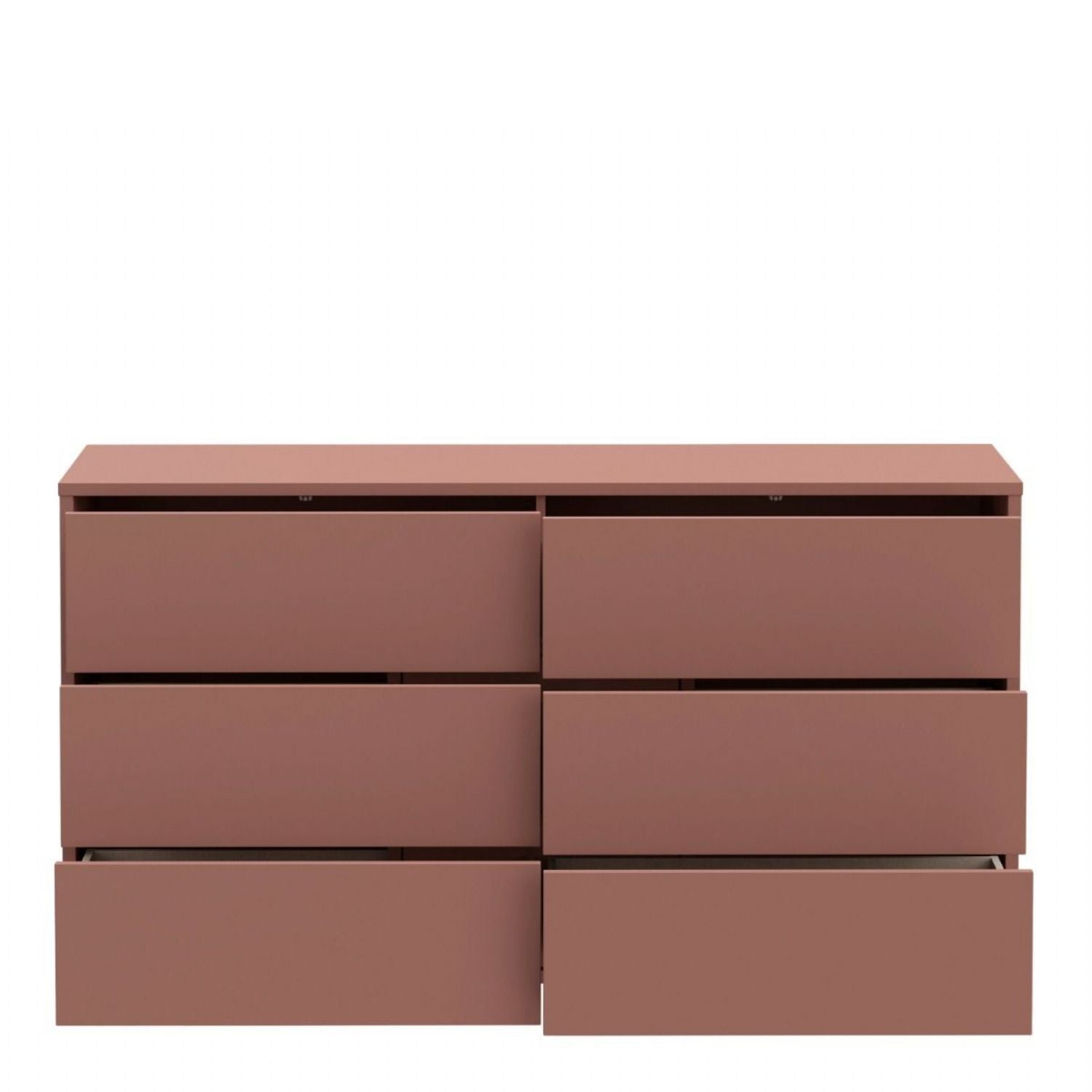 Alice Springs 6 Drawer Wide Chest with PushtoOpen Drawers in Terracotta