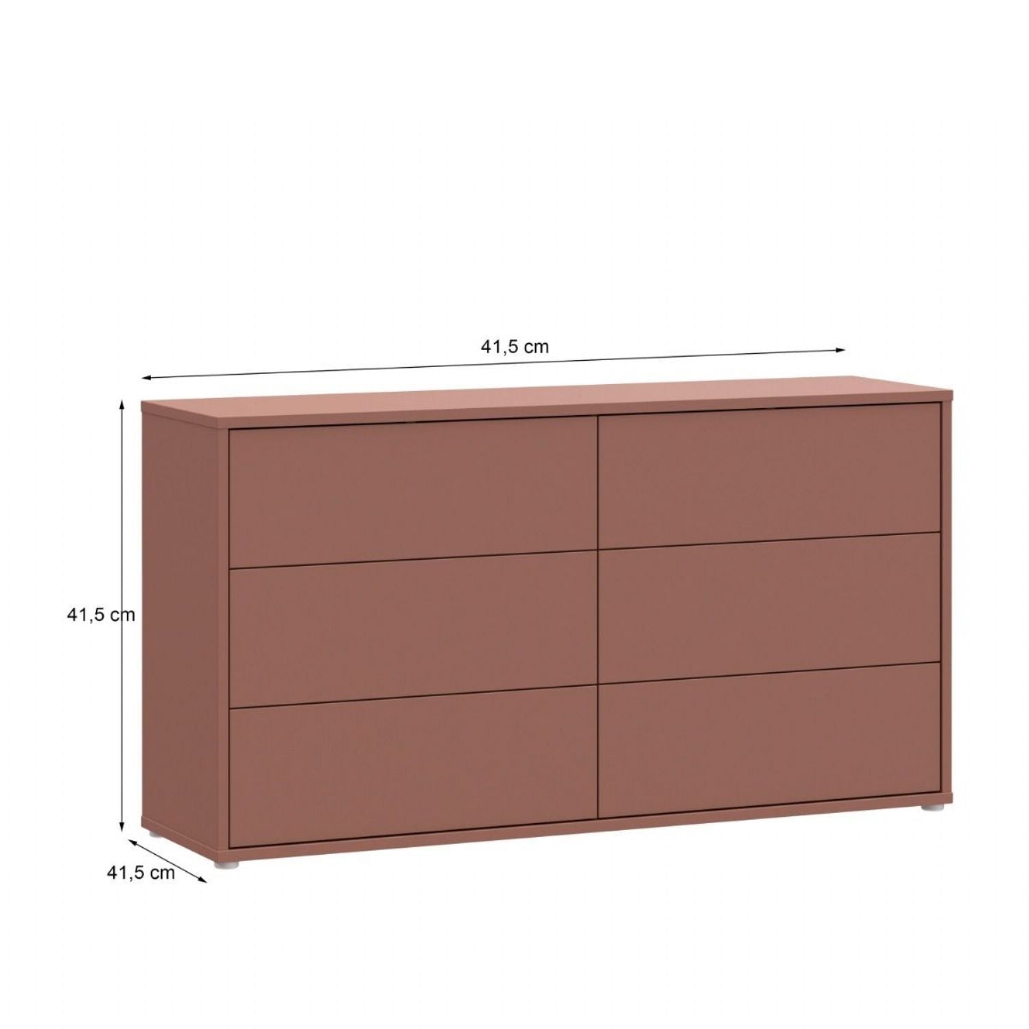 Alice Springs 6 Drawer Wide Chest with PushtoOpen Drawers in Terracotta