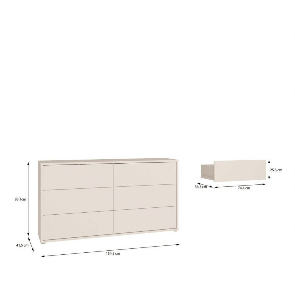 Alice Springs 6 Drawer Wide Chest with PushtoOpen Drawers in Sand