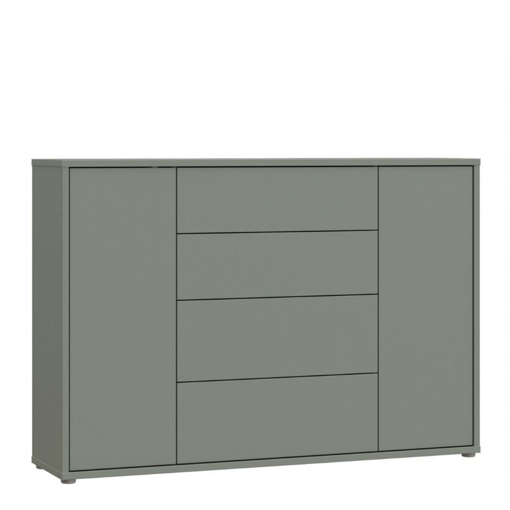 Alice Springs Wide Sideboard with 4 Drawers &amp; 2 Doors with PushtoOpen in Sage Green