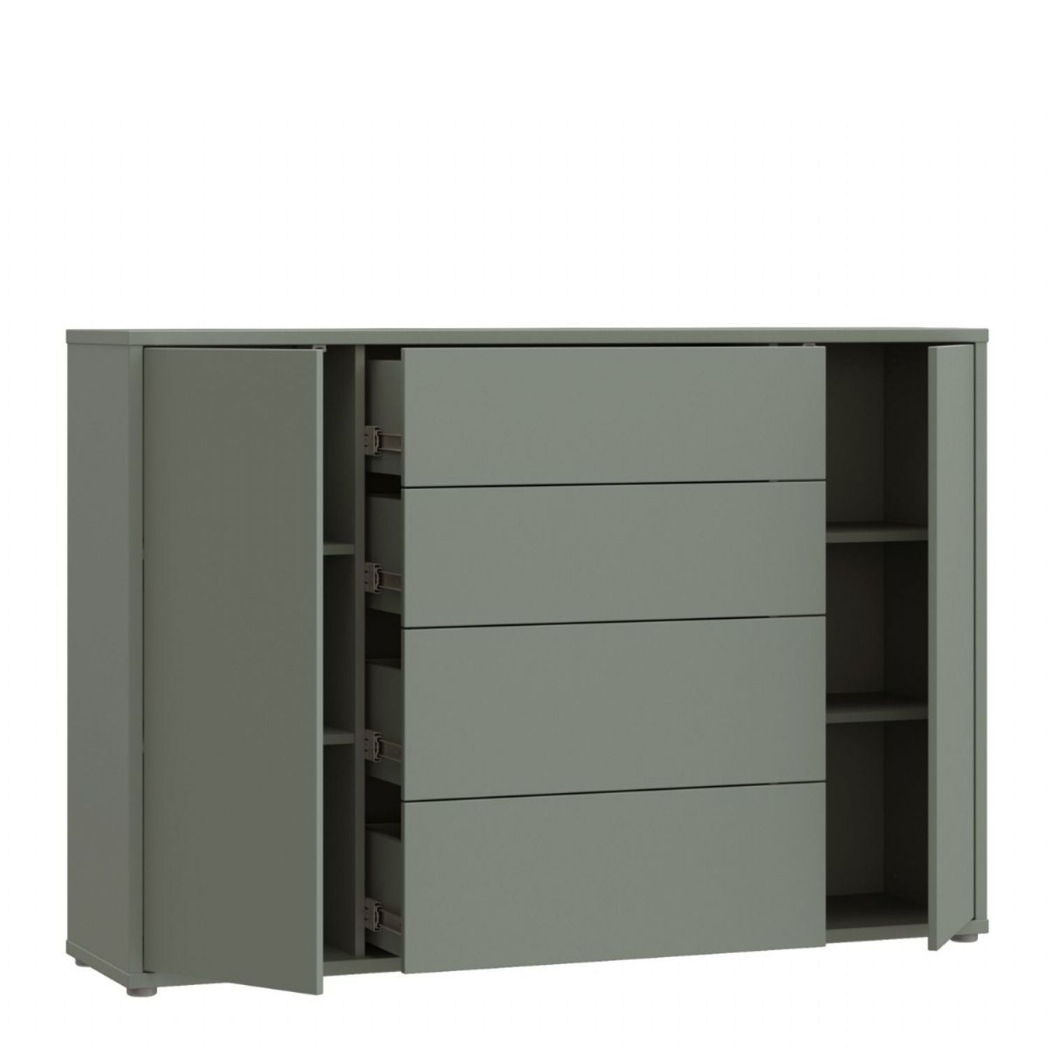 Alice Springs Wide Sideboard with 4 Drawers & 2 Doors with PushtoOpen in Sage Green