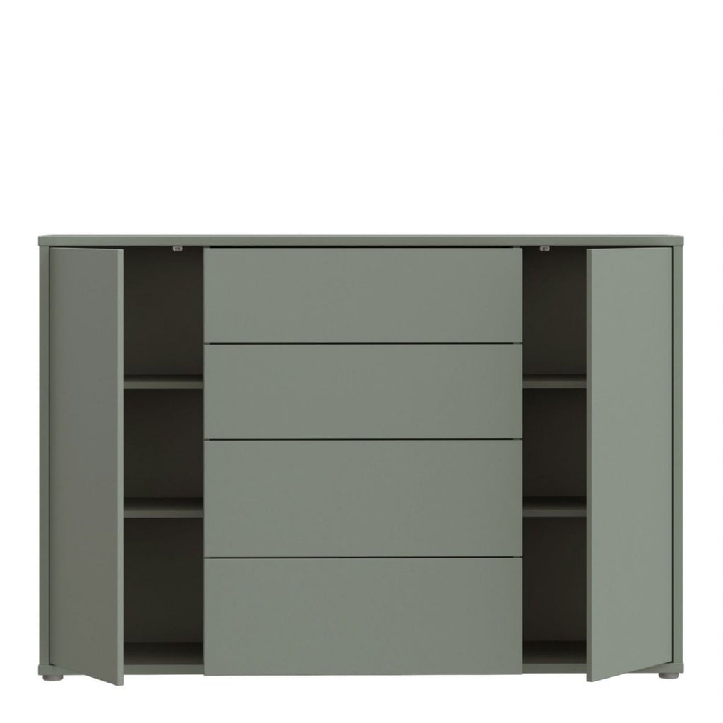 Alice Springs Wide Sideboard with 4 Drawers & 2 Doors with PushtoOpen in Sage Green