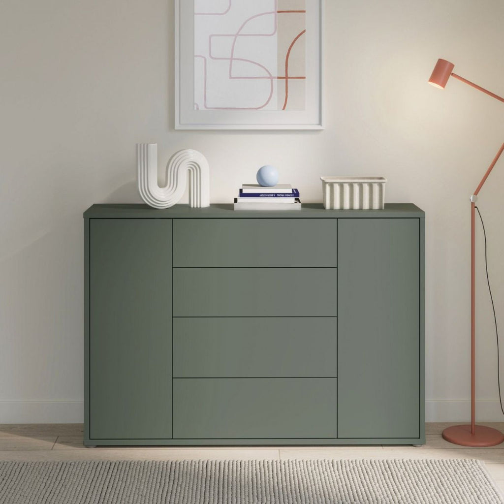 Alice Springs Wide Sideboard with 4 Drawers & 2 Doors with PushtoOpen in Sage Green
