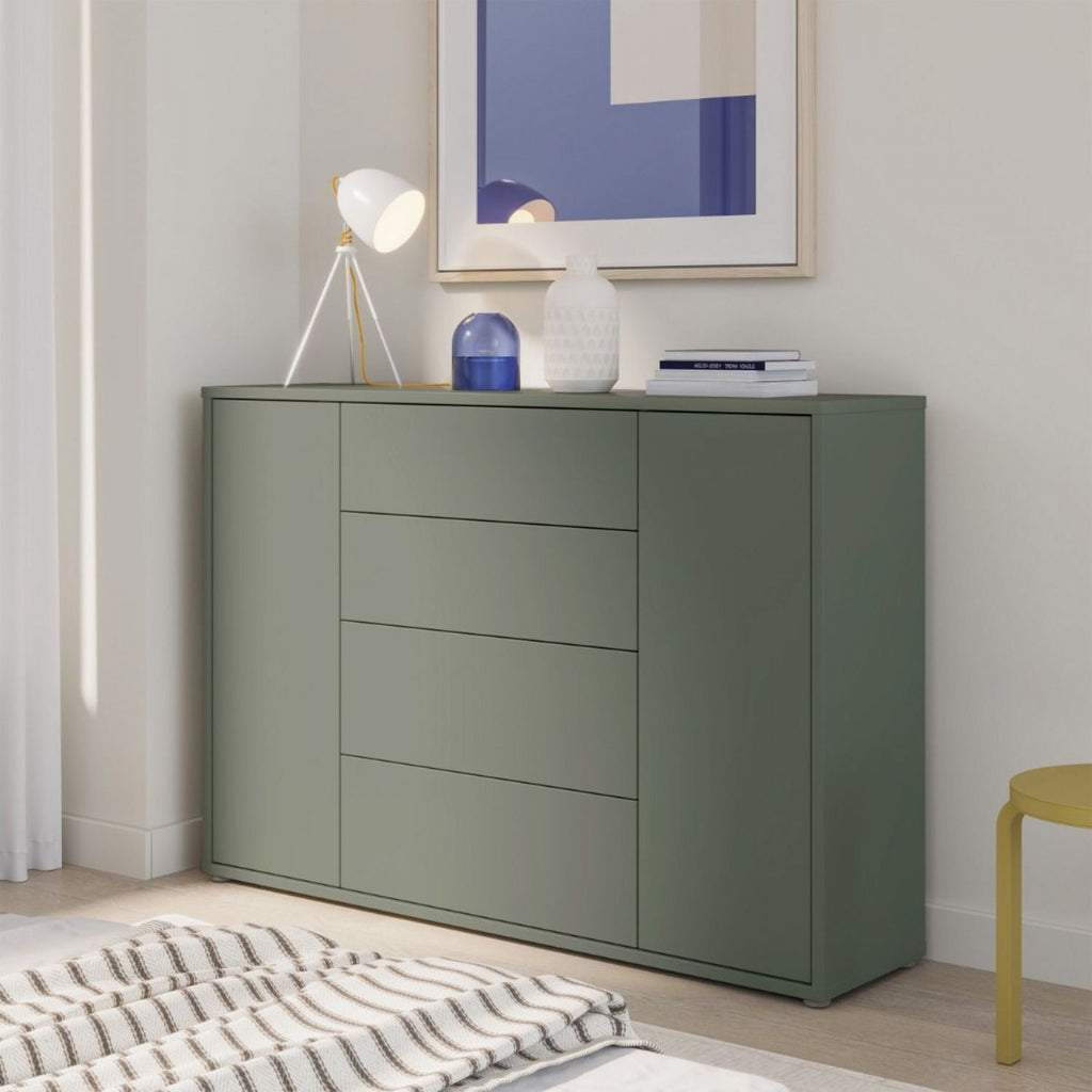 Alice Springs Wide Sideboard with 4 Drawers & 2 Doors with PushtoOpen in Sage Green