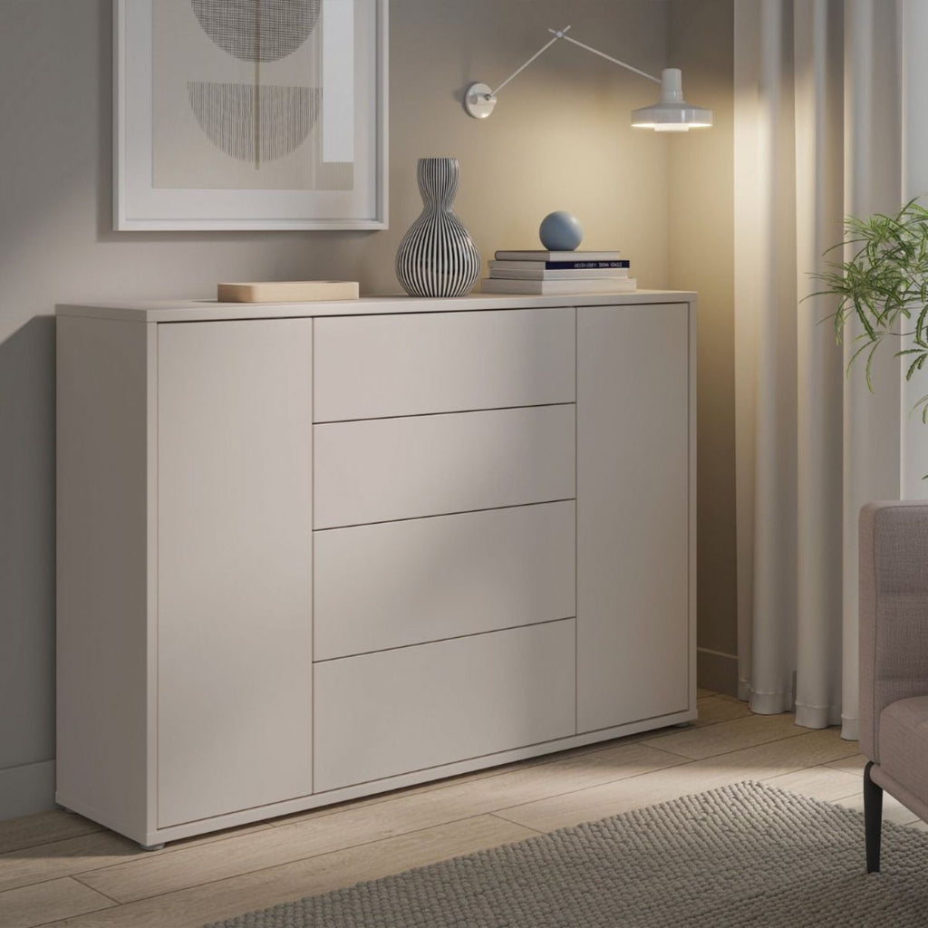 Alice Springs Wide Sideboard with 4 Drawers & 2 Doors with PushtoOpen in Sand