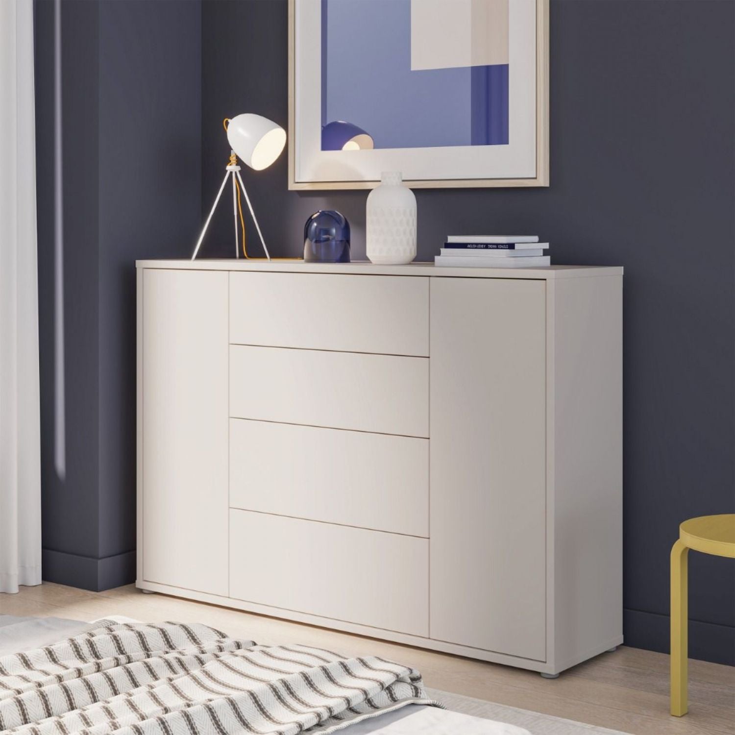 Alice Springs Wide Sideboard with 4 Drawers & 2 Doors with PushtoOpen in Sand