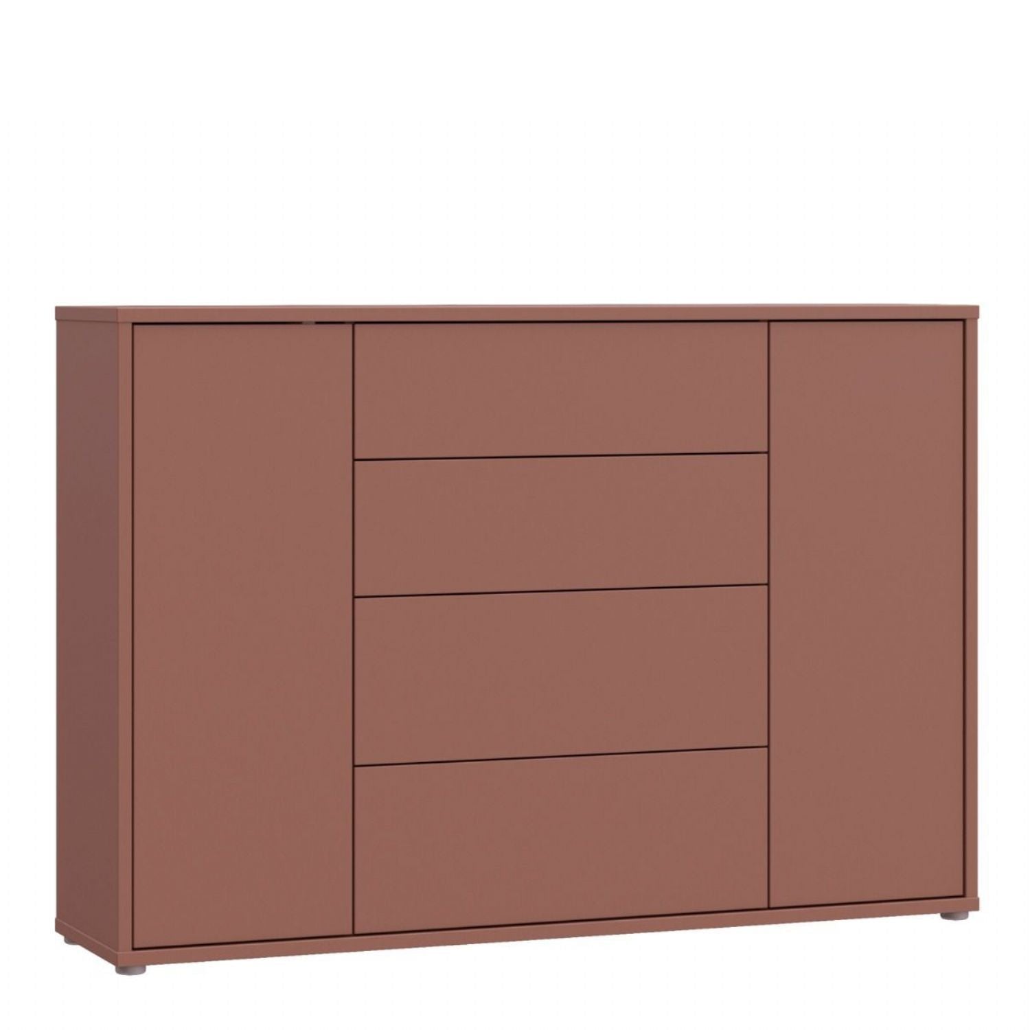 Alice Springs Wide Sideboard with 4 Drawers &amp; 2 Doors with PushtoOpen in Terracotta