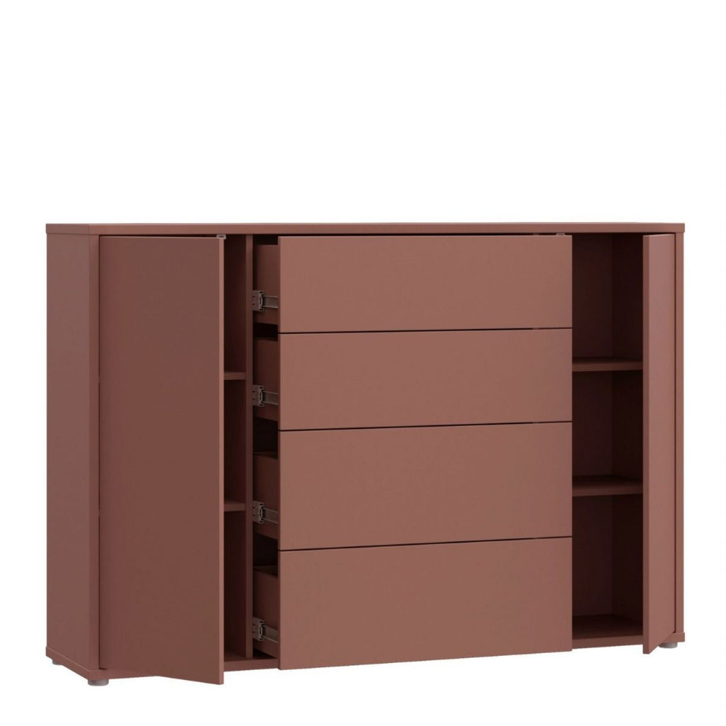 Alice Springs Wide Sideboard with 4 Drawers & 2 Doors with PushtoOpen in Terracotta