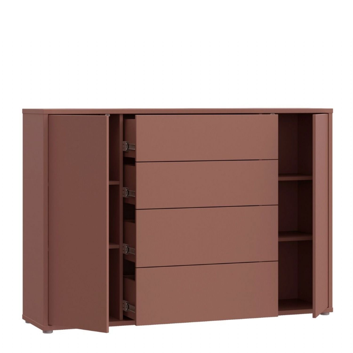 Alice Springs Wide Sideboard with 4 Drawers & 2 Doors with PushtoOpen in Terracotta