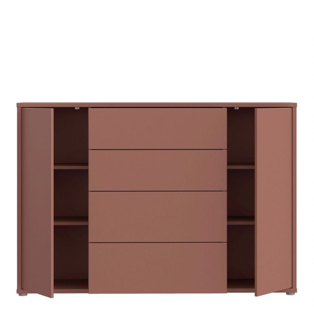 Alice Springs Wide Sideboard with 4 Drawers & 2 Doors with PushtoOpen in Terracotta