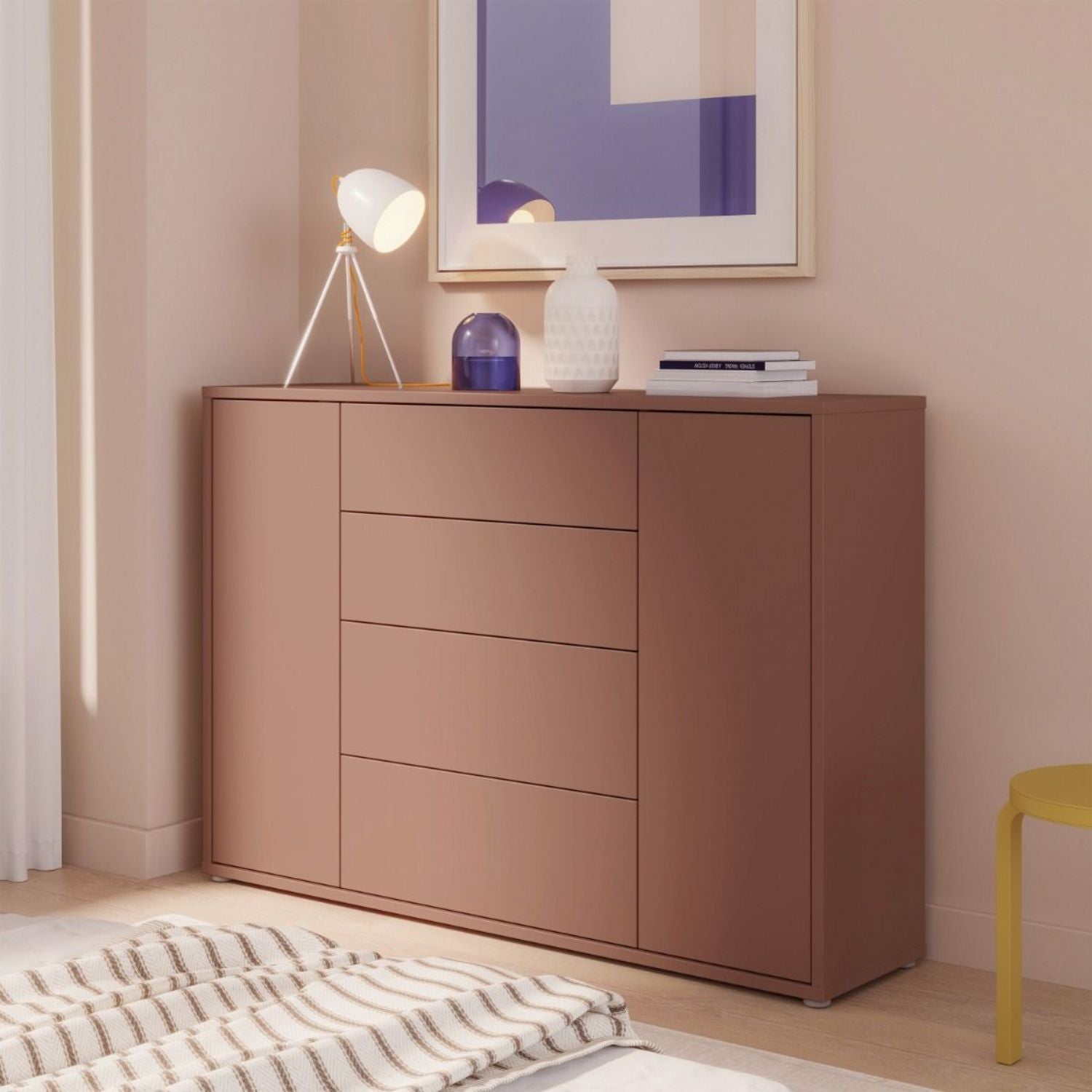 Alice Springs Wide Sideboard with 4 Drawers & 2 Doors with PushtoOpen in Terracotta