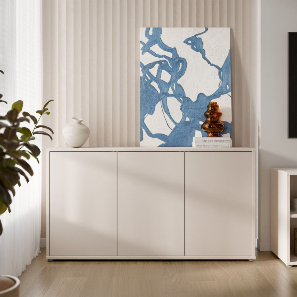 Alice Springs 3 Door Sideboard with PushtoOpen Doors and Drawer in Sand