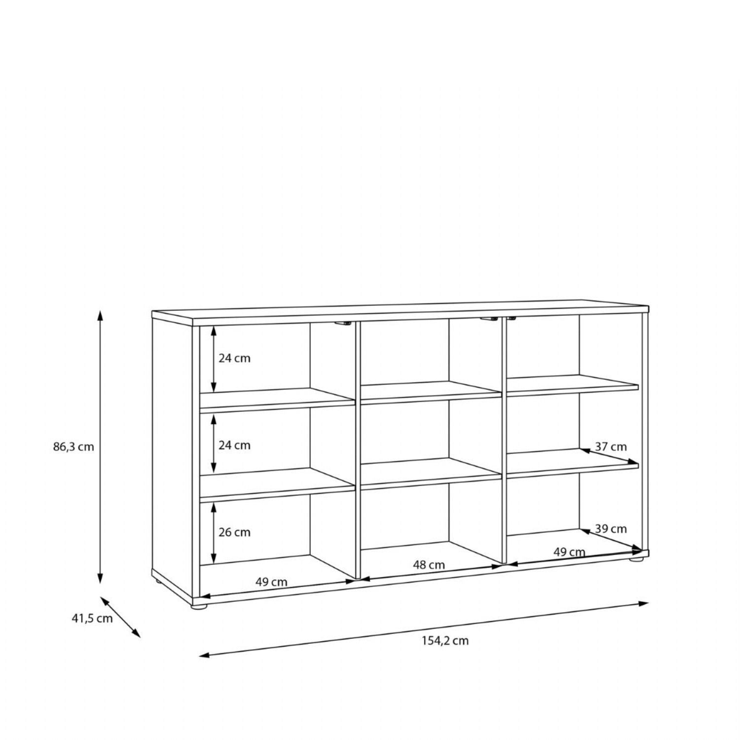 Alice Springs 3 Door Sideboard with PushtoOpen Doors and Drawer in Sand