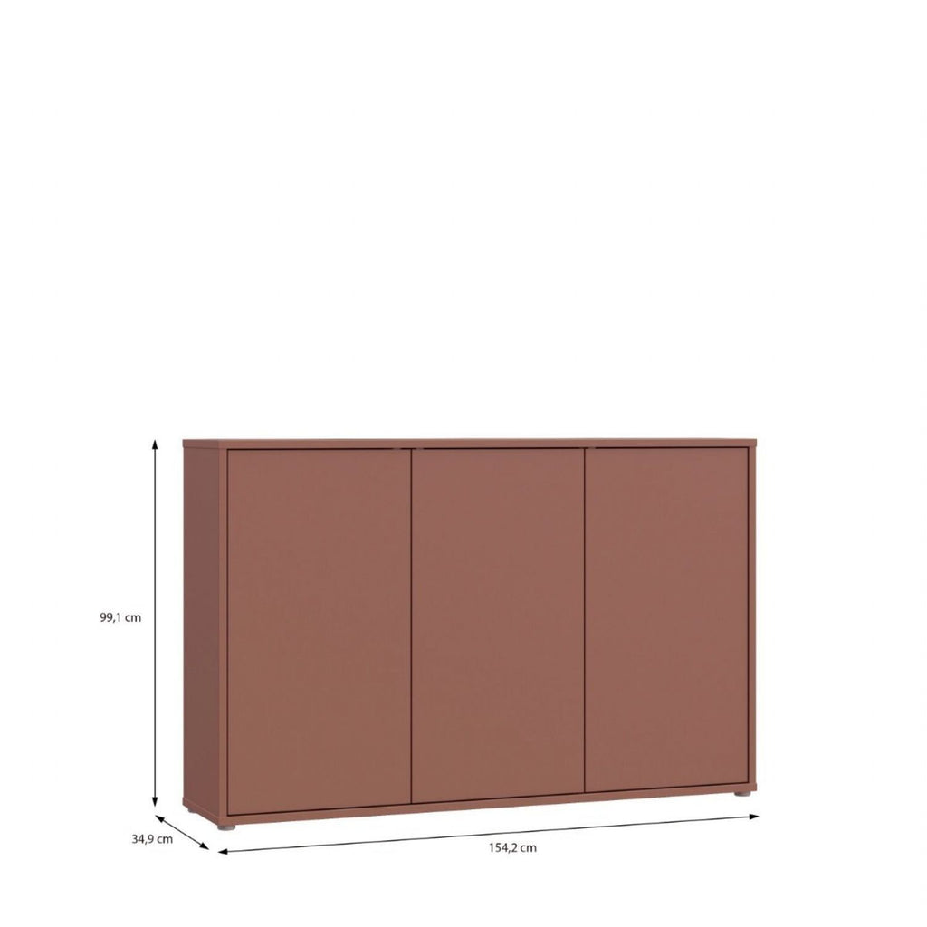 Alice Springs 3 Door Sideboard with PushtoOpen Doors in Terracotta