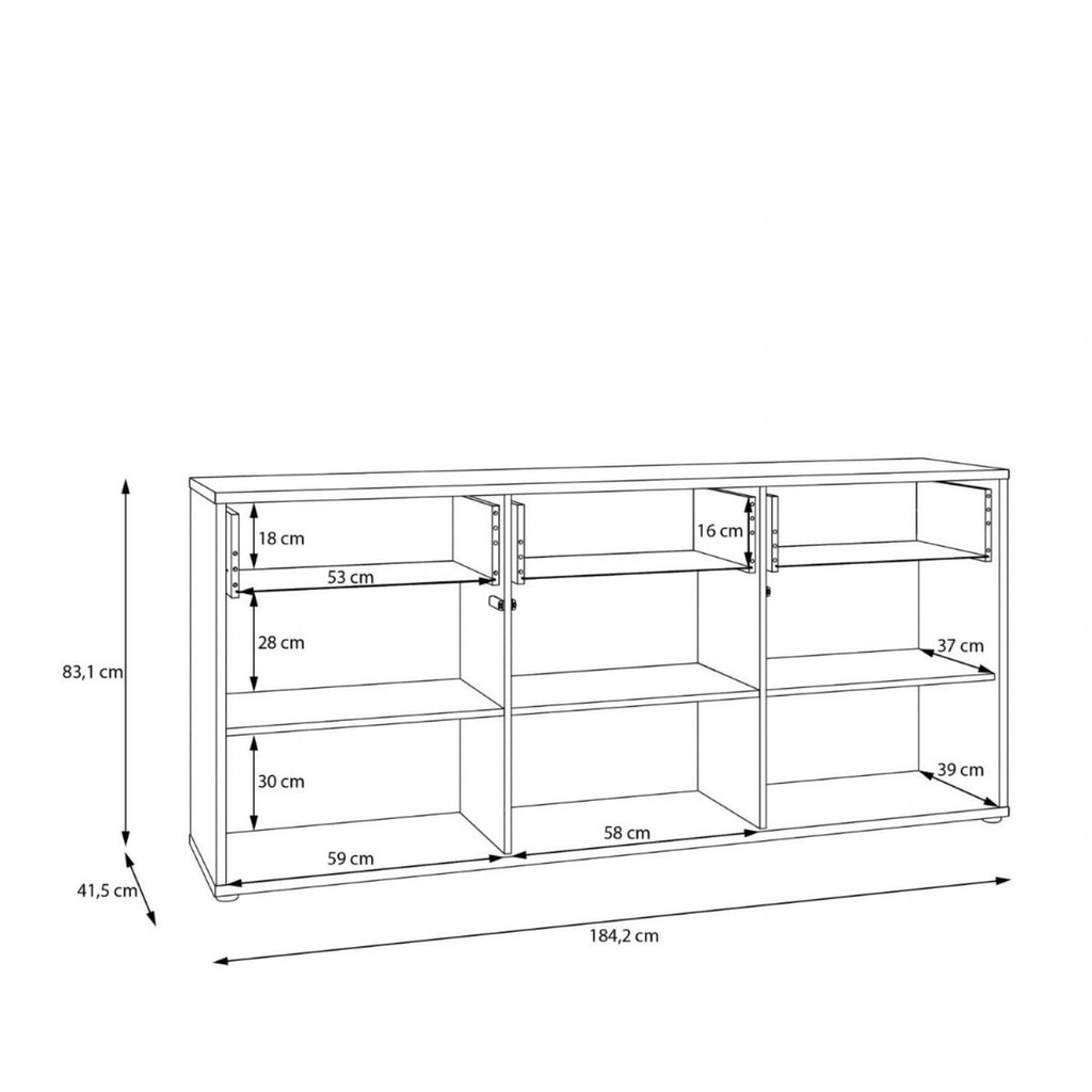 Alice Springs 3 Door 3 Drawer Sideboard with PushtoOpen Drawers in Sand