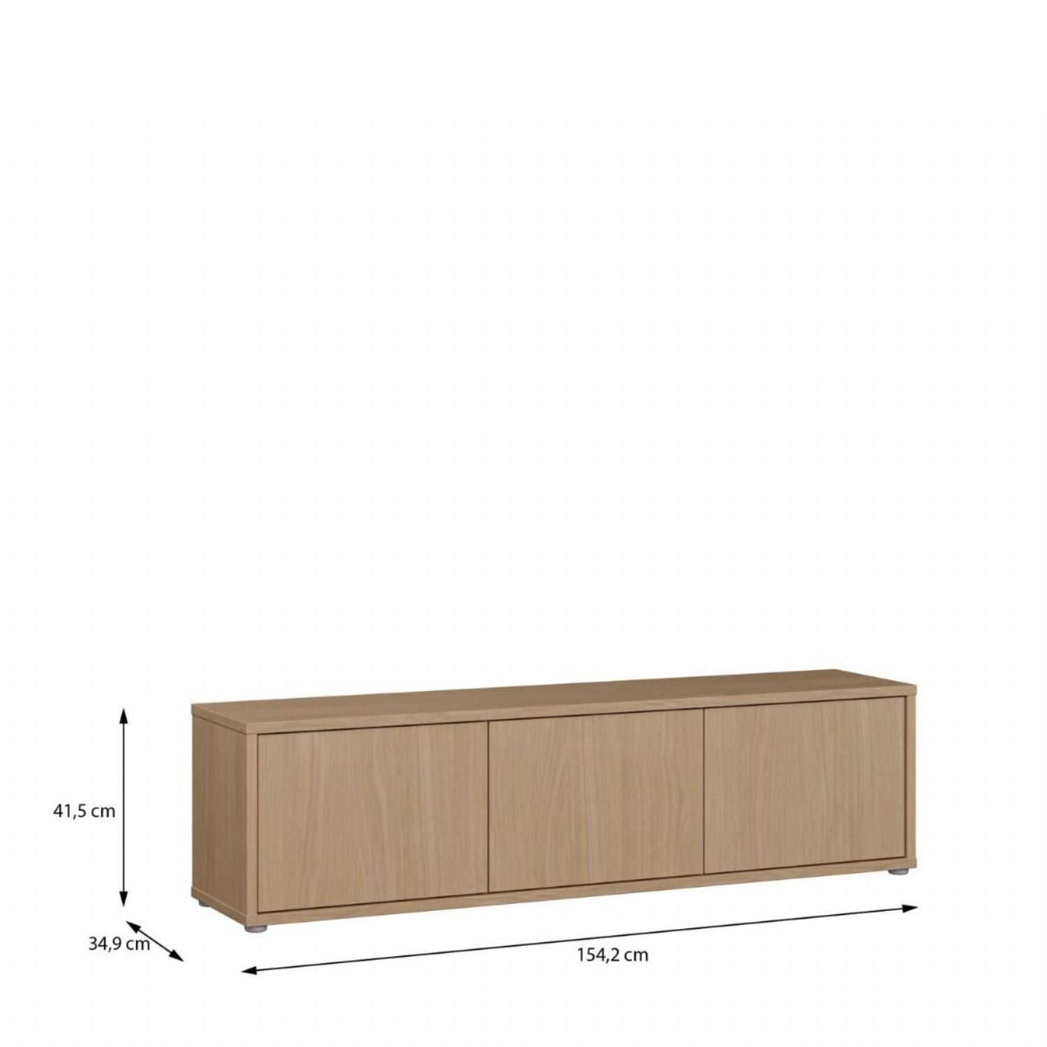 Alice Springs Wide TV Cabinet with 3 Doors PushtoOpen in Elegancia Oak