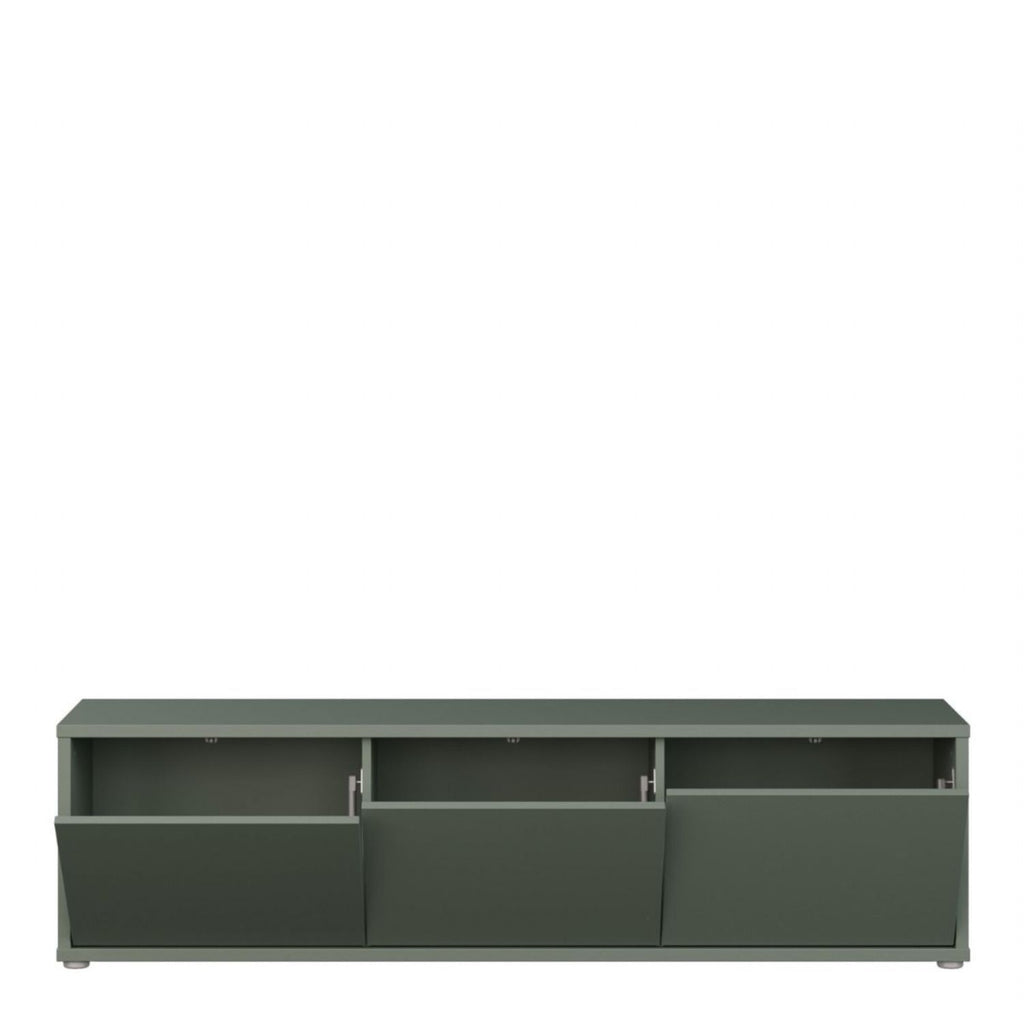 Alice Springs Wide TV Cabinet with 3 Doors PushtoOpen in Sage Green