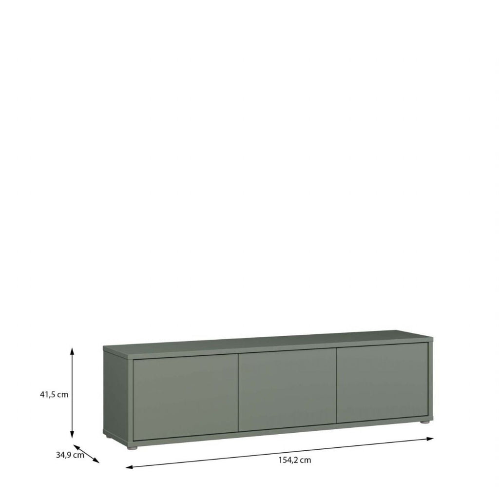 Alice Springs Wide TV Cabinet with 3 Doors PushtoOpen in Sage Green