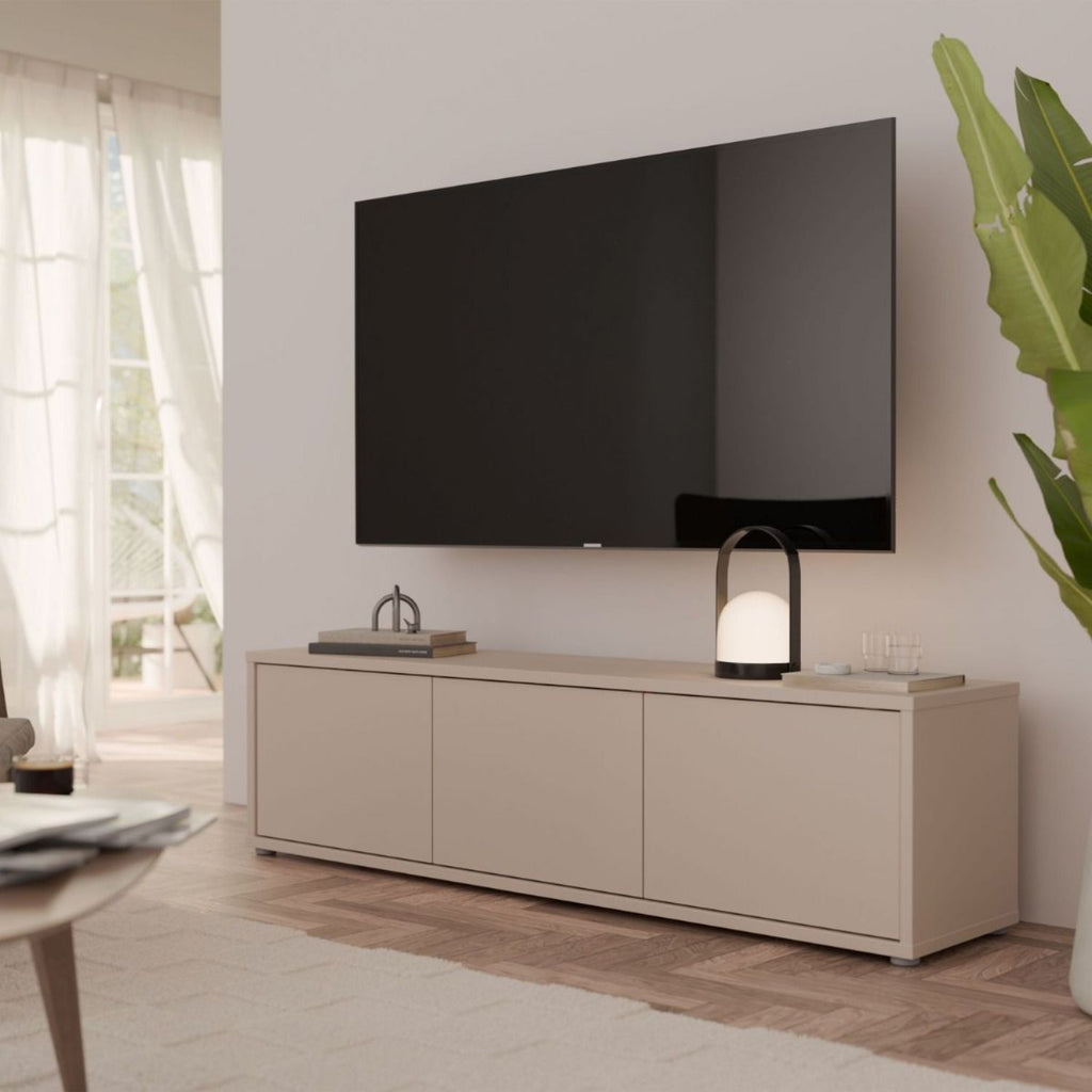 Alice Springs Wide TV Cabinet with 3 Doors PushtoOpen in Sand
