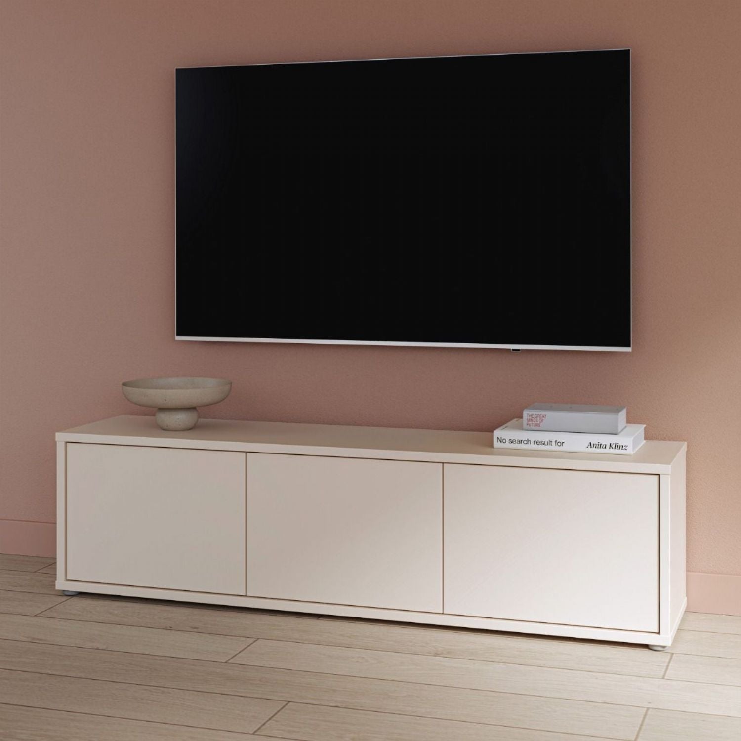 Alice Springs Wide TV Cabinet with 3 Doors PushtoOpen in Sand