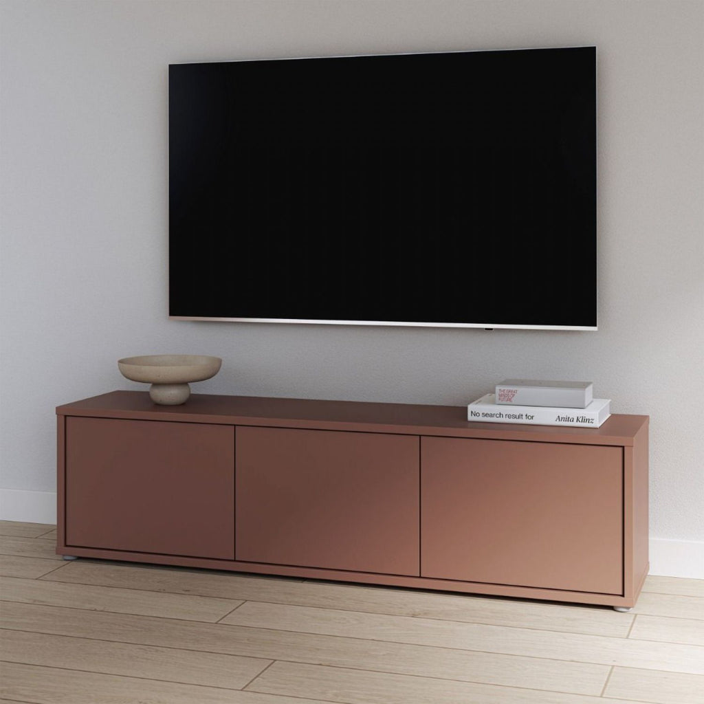 Alice Springs Wide TV Cabinet with 3 Doors PushtoOpen in Terracotta