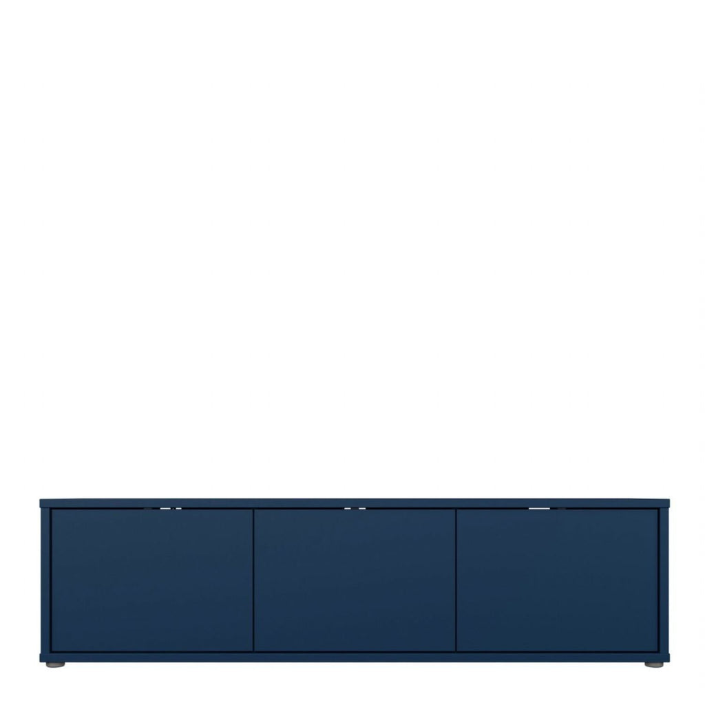 Alice Springs Wide TV Cabinet with 3 Doors PushtoOpen in Night Blue