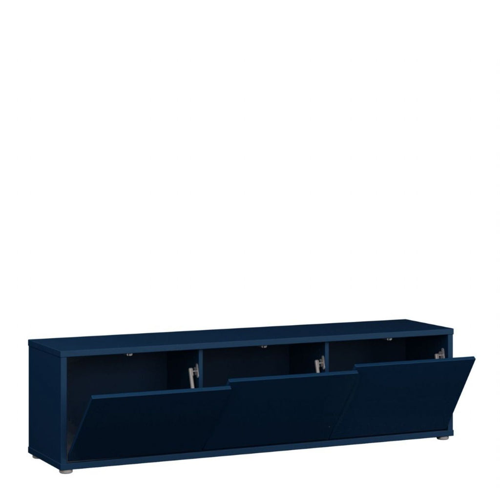 Alice Springs Wide TV Cabinet with 3 Doors PushtoOpen in Night Blue