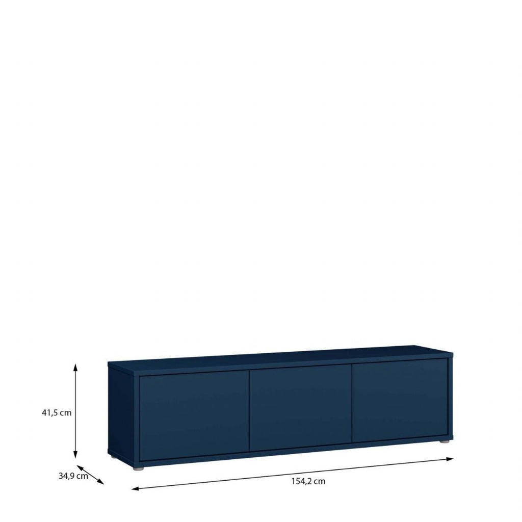 Alice Springs Wide TV Cabinet with 3 Doors PushtoOpen in Night Blue