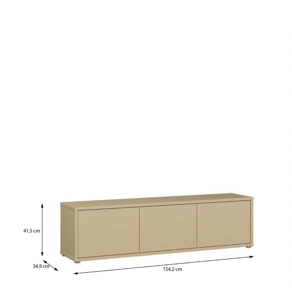 Alice Springs Wide TV Cabinet with 3 Doors PushtoOpen in Butter Yellow